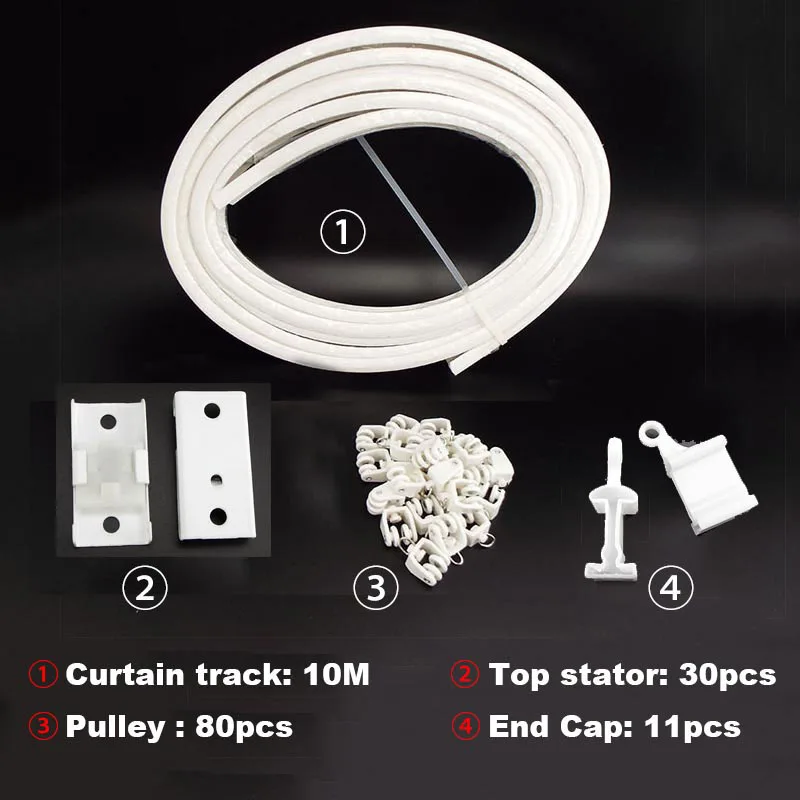 10M Flexible Ceiling Cuttable Bendable Curtain Track Rail Top Clamping Curtain Pole Kit Curved Straight Windows Accessories F1