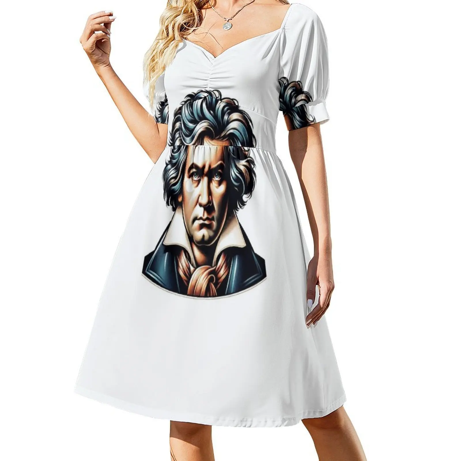 فستان لودفيغ فان بيتهوفن البوهيمي العتيق بأكمام منتفخة أو خيارات بلا أكمام للنساء فستان لودفيج فان بيتهوفن الملطخ #2