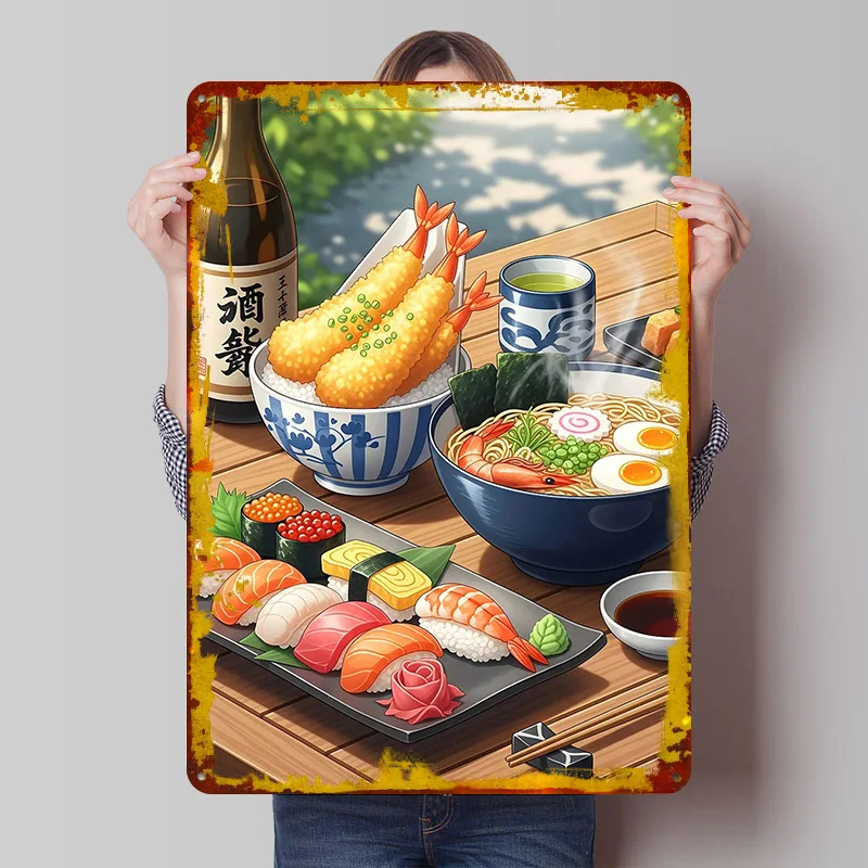 

Japanese Cuisine Still Life Tinplate Poster Customized Wall Art Vintage Retro Metal Signs for Decoration Bedroom Decorations
