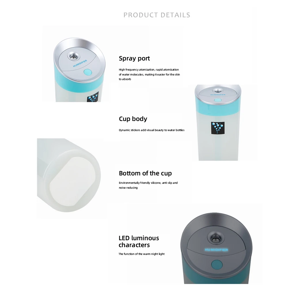 300ML Portable USB Humidifier & Essential Oil Diffuser for Car, Office, Desk, Bedroom - Compact Mini Air Moisturizer with Aromat