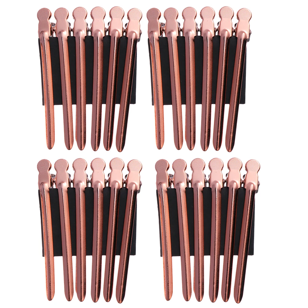 

24Pcs Hairdressing Sectioning Clips Rose Gold Stainless Steel Salon Hair Clips for Professional Styling Home Barber Shop Use