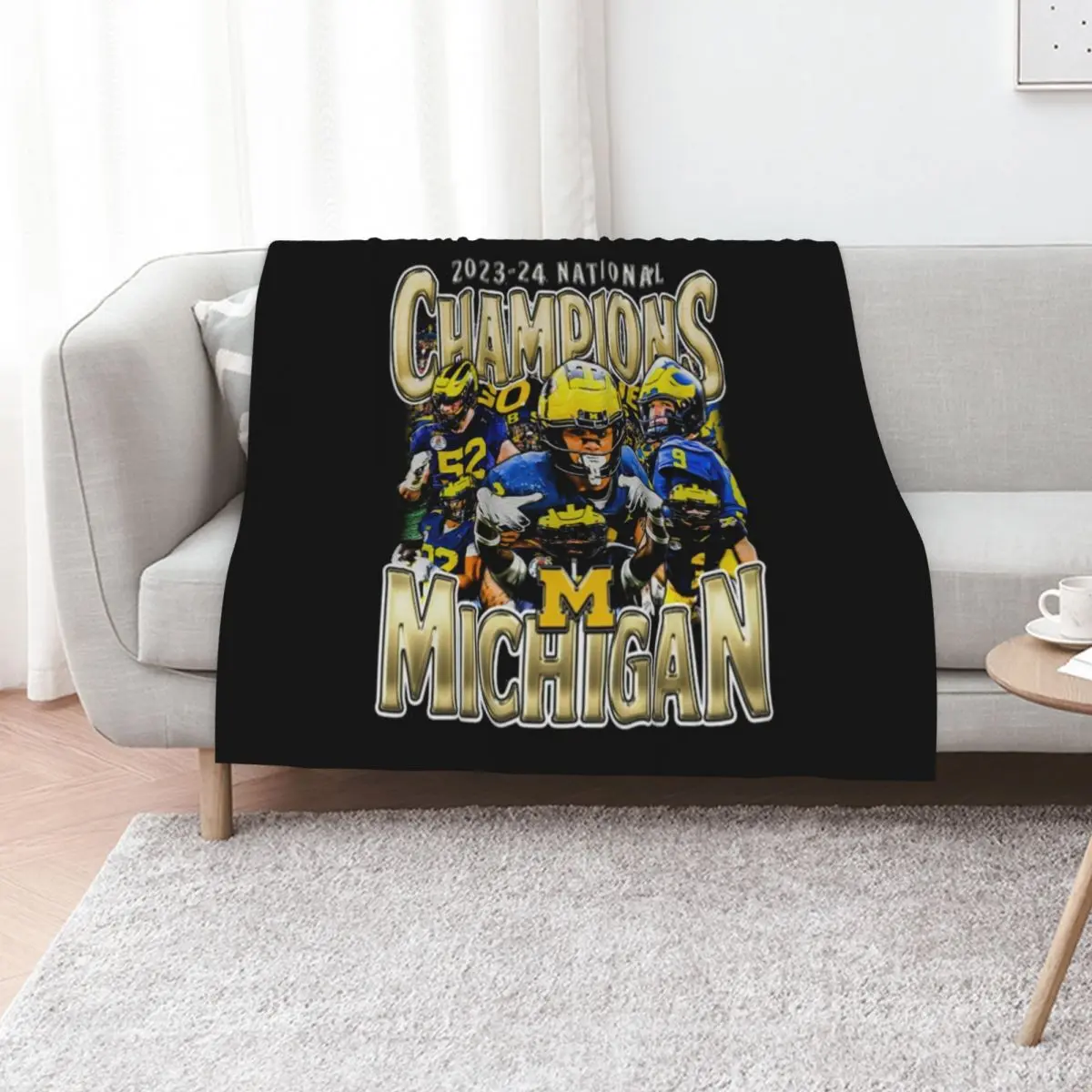 Michigan National Champs 2023-2024 Vintage Bootleg Throw Blanket Single For Decorative Sofa for sofa Luxury Large Blankets
