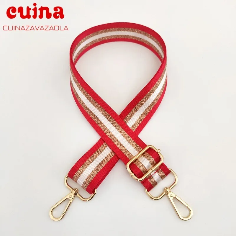 Universal Striped Bag Shoulder Strap, Adjustable Crossbody Replacement Belt with Metal Clasp, Multicolor Handbag Accessories