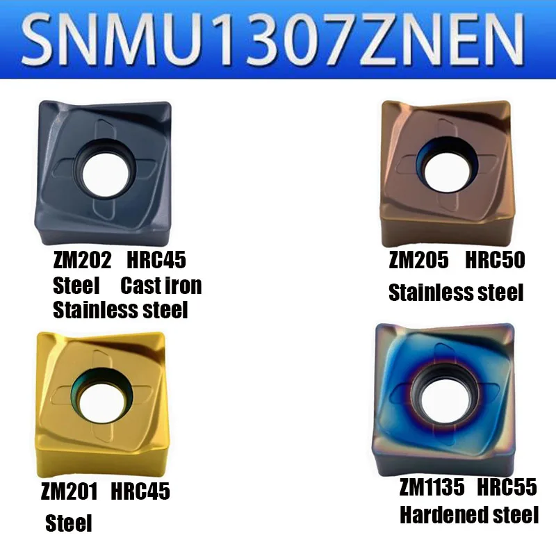 10PCS SNMU1307ZNEN SNMU 1307 ZNEN Indexable CNC carbide insert Double-sided 8-edge milling insert Fast feed face milling insert