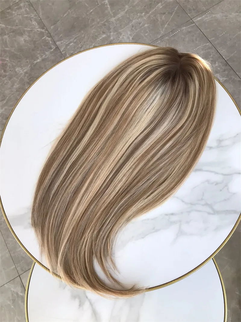 Luxury Wigs Highlight Honey Blonde Synthetic Wig With Roots Long Straight Glueless Natural Hairline Wigs For Daily Cosplay Wear
