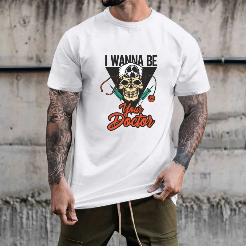 Cool Skull Doctor Heat Transfer White Ink Iron - on Patch, Fun Trendy Pattern, Suitable for T - Shirts/Canvas Bags, Creative