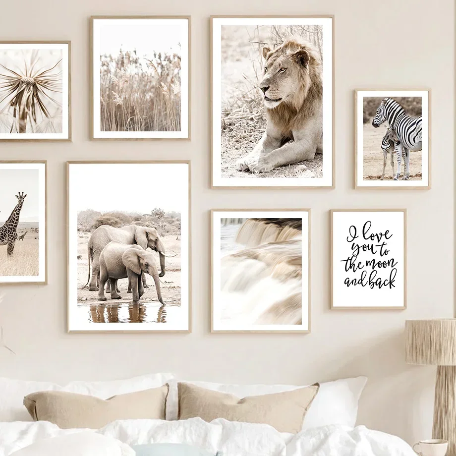 

Africa Lion Zebra Antelope Waterfall Dandelion Wall Art Posters And Prints Canvas PaintingWall Pictures Baby Kids Room Decor