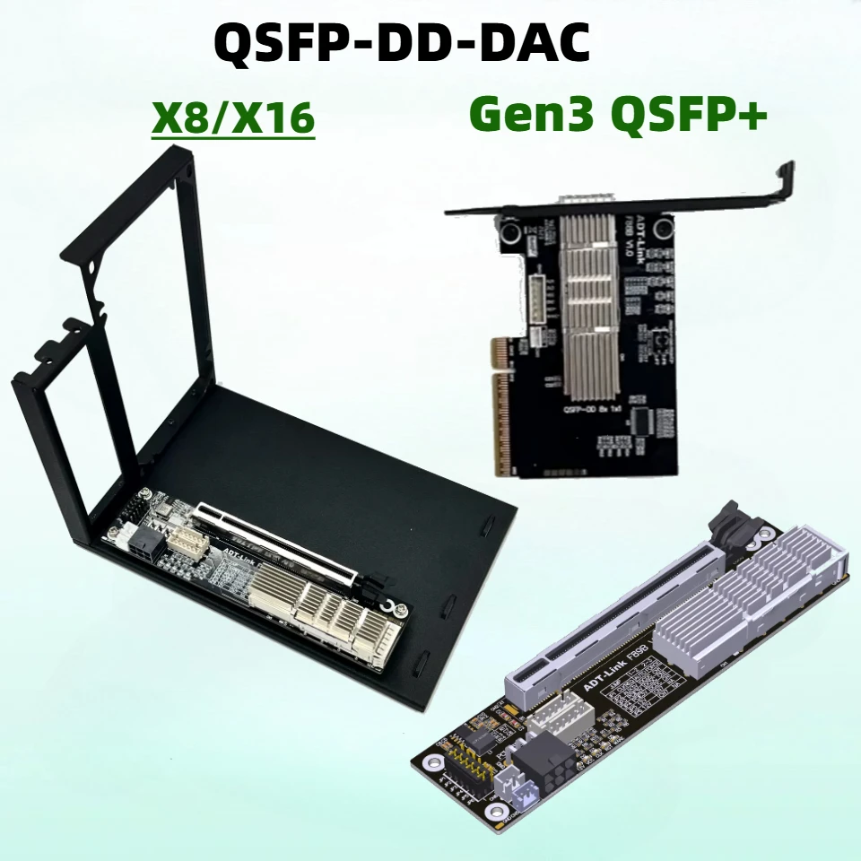 ADT QSFP-DD-DAC High Speed Cable 50CM 100CM 400Gbps PCIe x8 To QSFP-DD To 16X Adapter Card Gen3 QSFP+ Modular For Server Storage