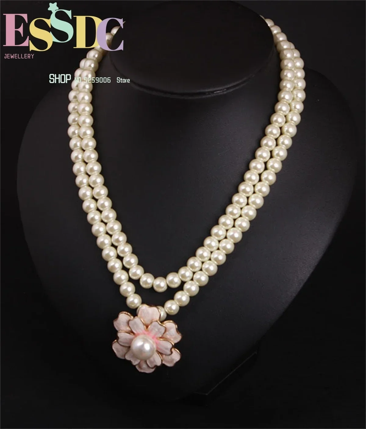 New Design Fashion Multi-layer Pearl Necklace Flower Pendant Choker Charm Sweet Women's Sweater Chain Party Dress Accessories