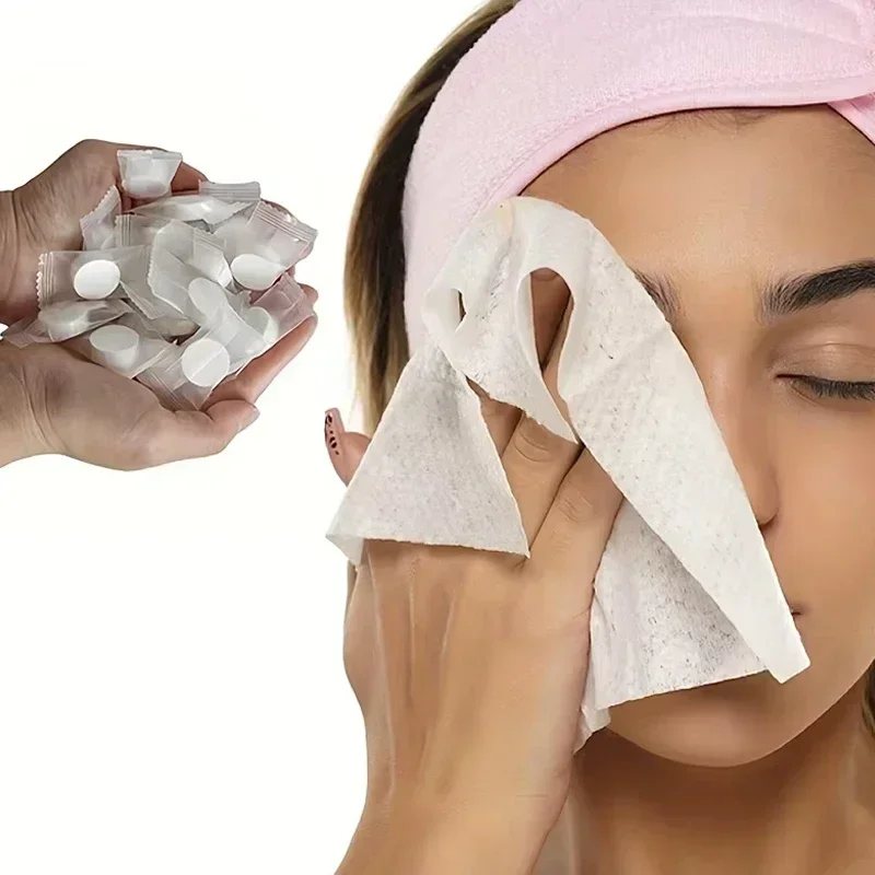 2026 new 50pcs Portable Compressed Towel Disposable Face Cleaning Soft Compressed Hand Wipe Towel Non-Woven Makeup Wipes