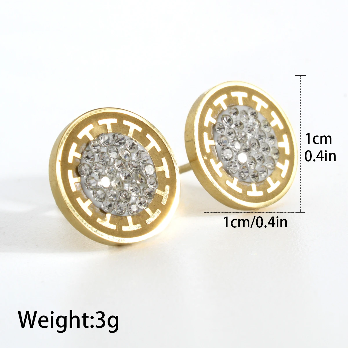 Charmoment Gold Color Zircon Round Shape Stainless Steel Stud Earrings for Women Piercing Vintage Korean jewelry Wedding Gift