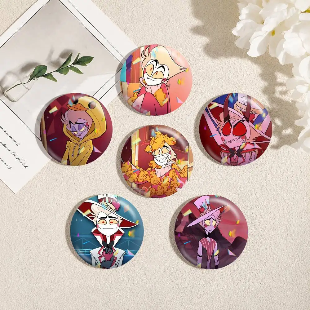 H-Hazbin Hotel Lucifer  25mm 32mm 44mm 58mm 75mm Brooches Badges Pins for Accessories Gift