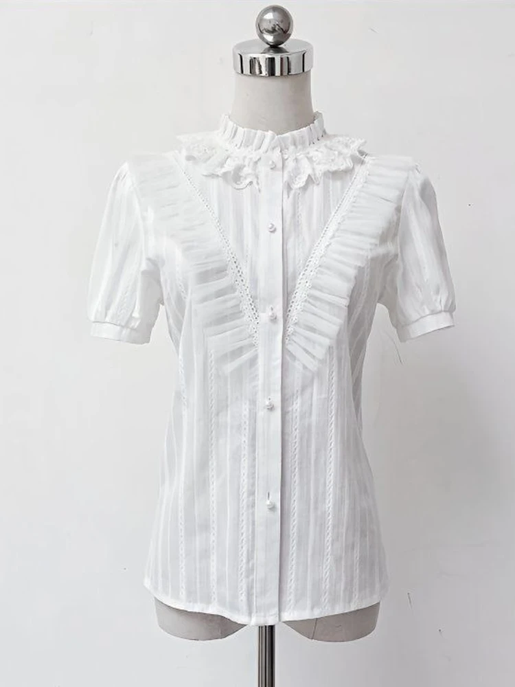 

Vintage Elegant Retro Lolita Blouse Women Kawaii Sweet Y2K Clothing Gothic Tops Subculture Tees Japanese Style 2025 Fashion