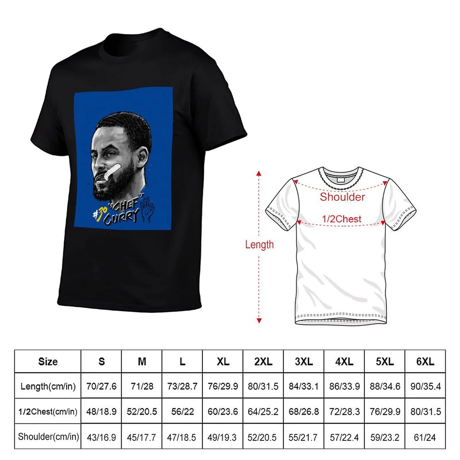 STEPHEN CHEF CURRY 30 ILLUSTRATION T-Shirt Vintage Style Printed Top