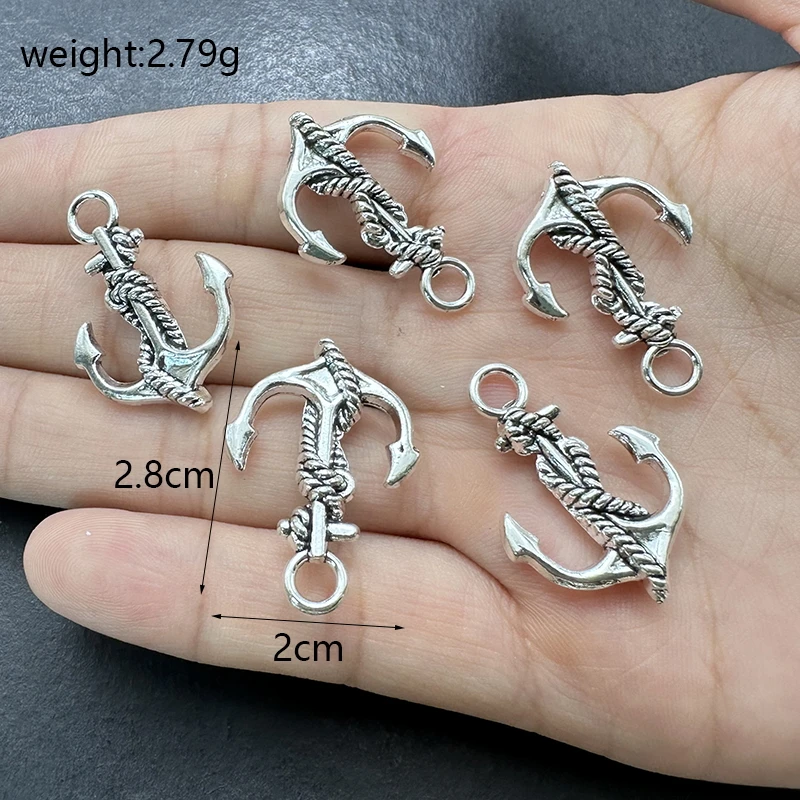 10pcs Handmade Metal Jewelry Boat Anchor Pendant DIY Charm Earrings Bracelets Necklace Supplies Discovered Accessories Wholesale