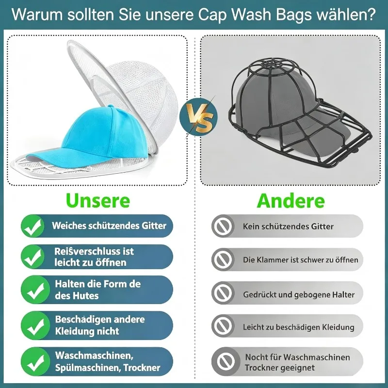Upgraded 2-Layer Hat Washing Cage + Mesh Bag Set