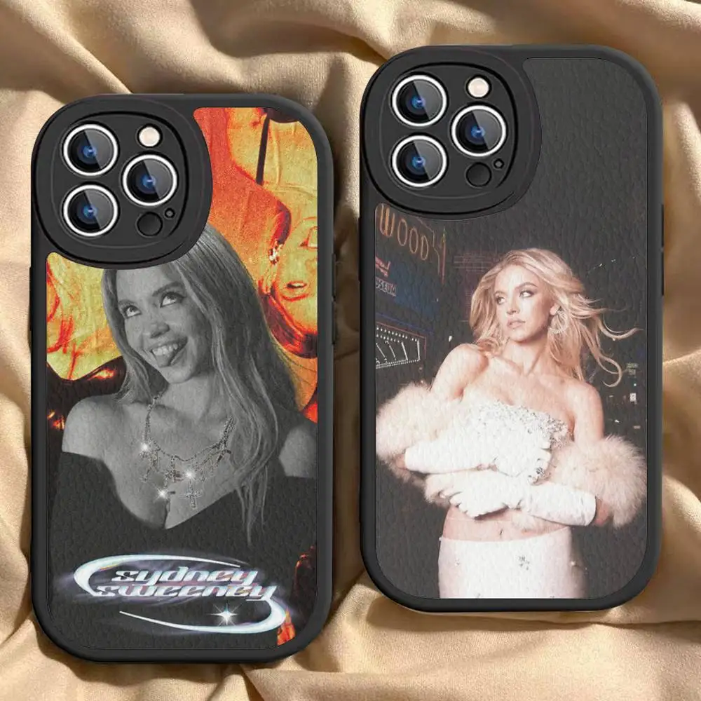 

Singer Sydney S-Sweeney Phone Case For IPhone 16 15 14 13 12 11 Pro Max Plus 16E Soft Leather Cover