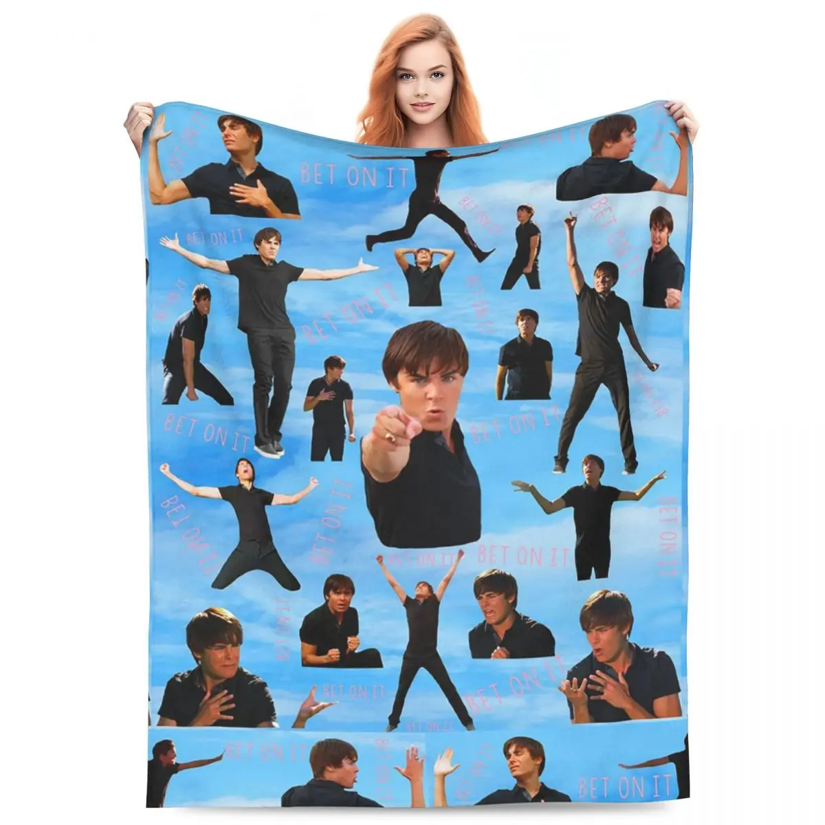 Zac Efron Troy Bolton Bet On It High School Musical Blankets Throw Blanket Portable for Couch Bedding Throws Bedspread Quilt
