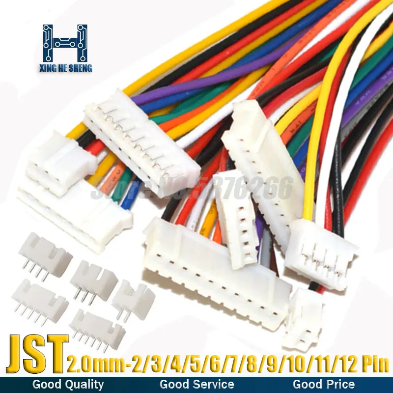 10Sets Micro Mini JST 2.0 PH Connector PH2.0 Male Female Plug Wires Cables Socket 10CM 20CM 30CM 26AWG 2/3/4/5/6/7/8/9/10/11/12P