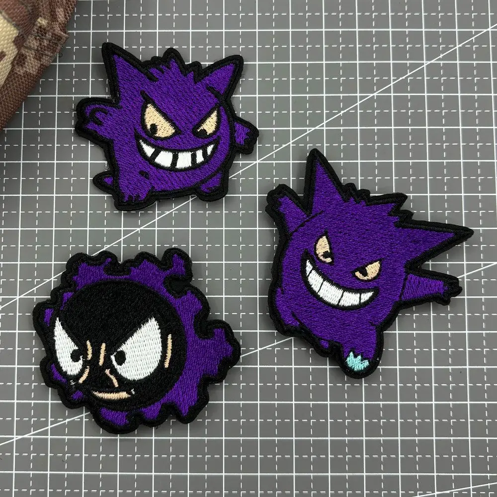 

Anime Pokemon Gengar Embroidered Velcro fabric patch badges, peel-and-stick armbands, morale patches,Backpack Velcro