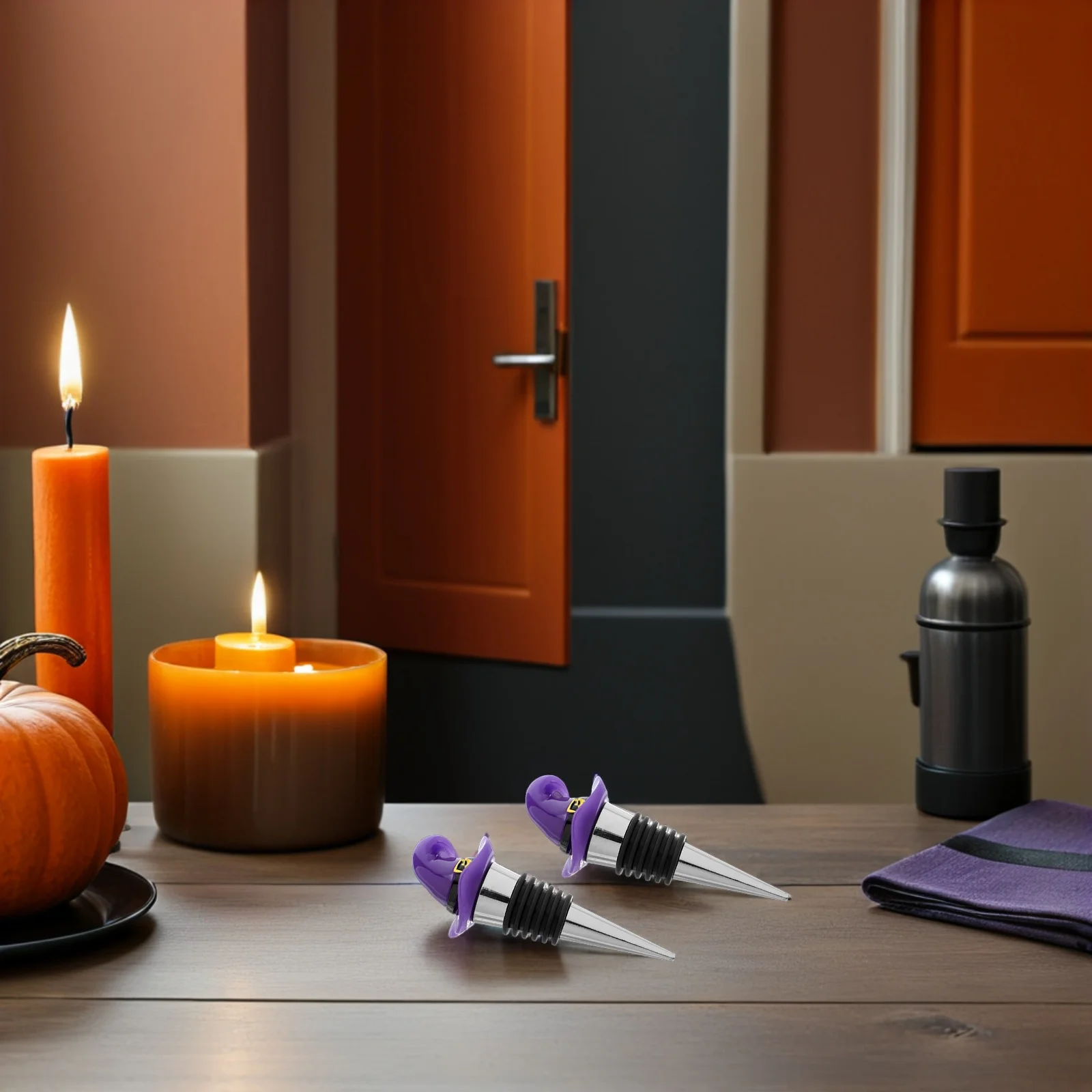 

2Pcs Witch Hat Wine Bottle Stoppers Airtight Reusable Leakproof Sealers Halloween Party Wine Accessories Hat Bottle Stopper