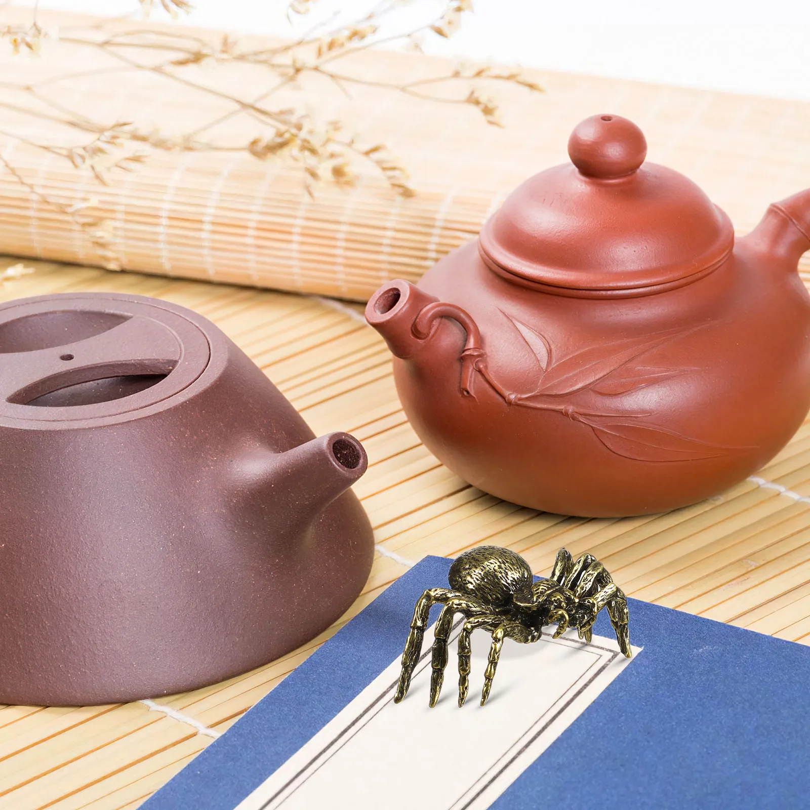 1Pcs Brass Spider Copper Cap Tea Pet Small Size Creative Indoor Ornament Tabletop Craft Decoration Home Shop Layout