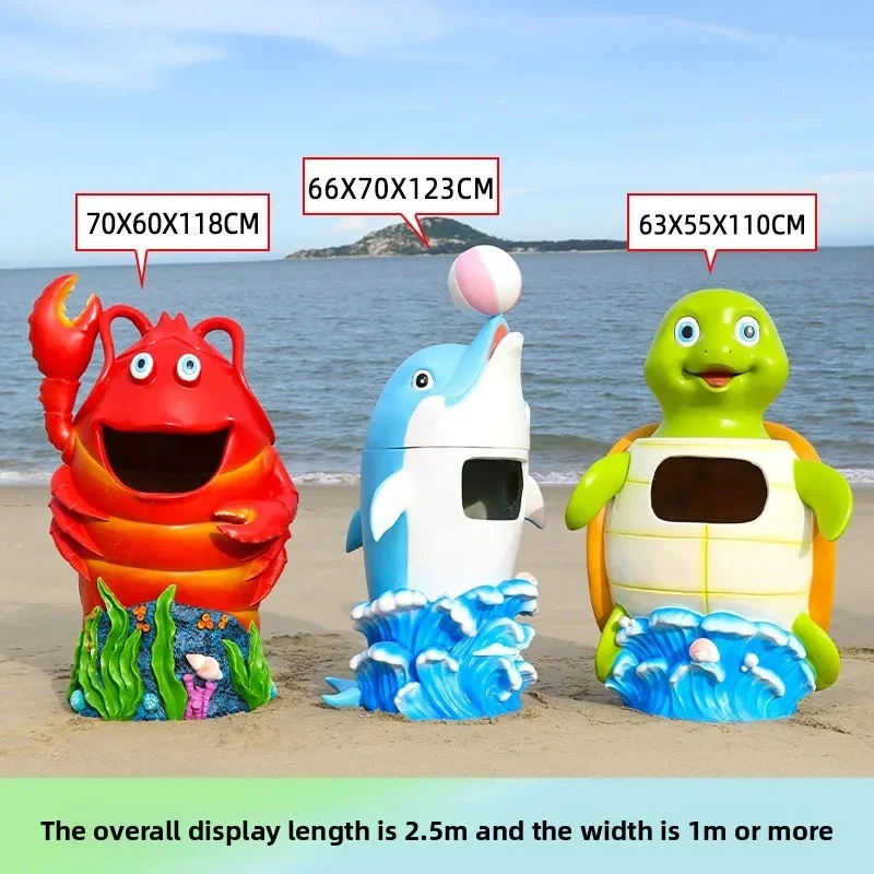Commercial area, Ocean Park trash can sculpture, hotel cartoon dolphin theme decoration, kindergarten outdoor ornaments