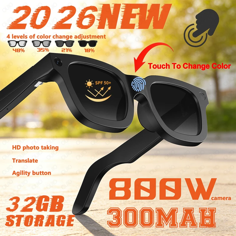 

2026 Новые умные очки с искусственным интеллектом, 8-мегапиксельная HD-камера, AI-перевод, съемка, все распознавание, 300 мАч, 32 ГБ, умные очки для хранения для мужчин и женщин