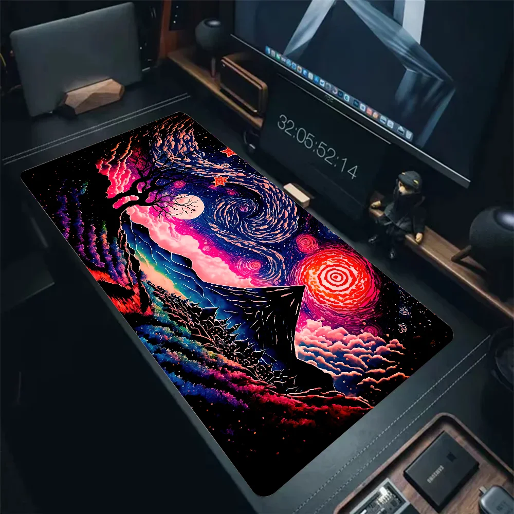 Night Colorful Sky Landscape AI Art Mousepad Mouse Mat Desk Mat With Pad gaming accessories Prime Gaming XXL Keyboard Pad