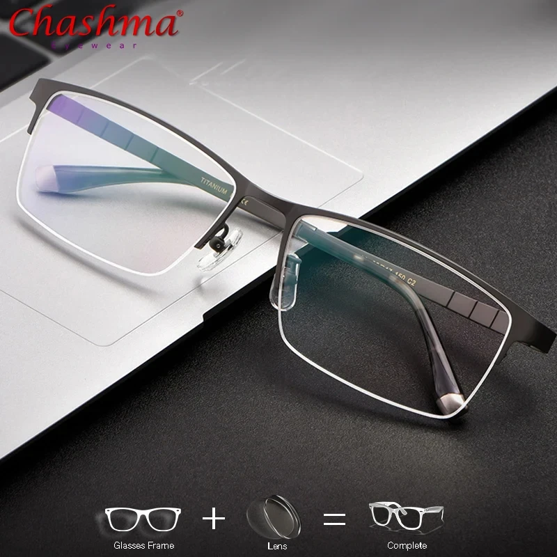 

Titanium Prescription Glasses Semi Rimmed Eyeglasses Progressive Photochromic Lenses Top Quality Eyeglasses