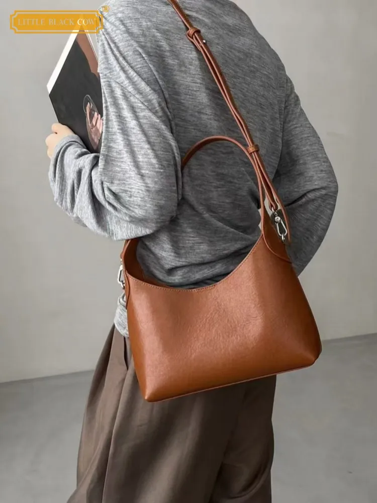 

Autumn New Elegant Women Cowhide Genuine Leather Underarm Bag Ladies Office Work Shoulder Bags Strap Crossbody Bag Totes Handbag