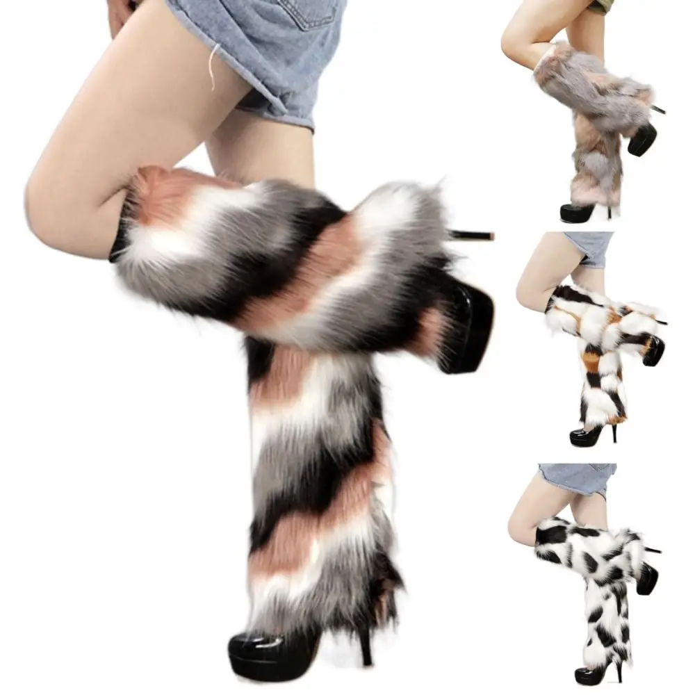 

Fashion Faux Fur Furry Leg Warmers Y2K Luxury Long Tube Stockings Footcover Sweet Plush Boots Cover Women