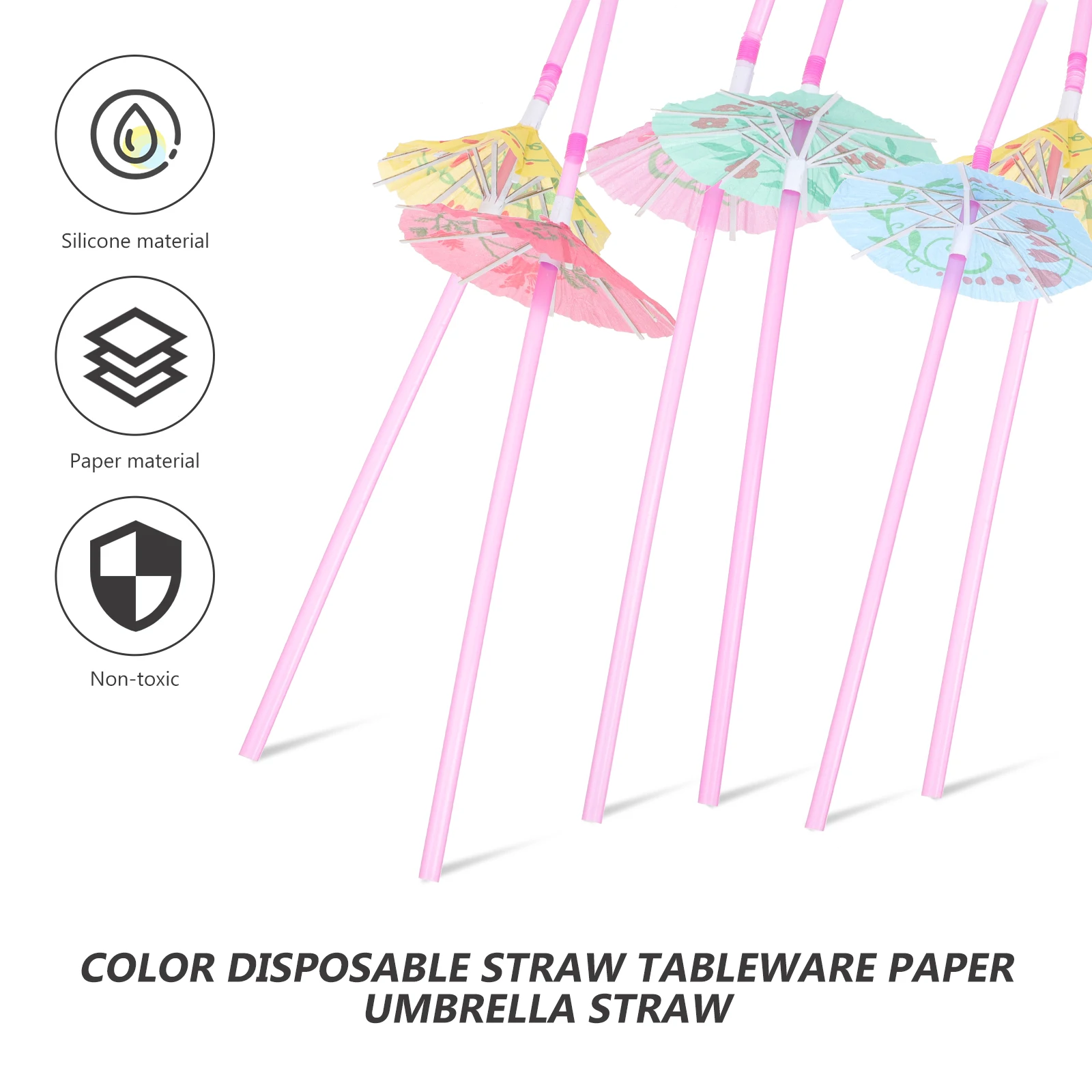 

50Pcs Paper Disposable Umbrella Straws Decorative Party Drink Straws Cocktail Juice Cold Drink Supplies Party Supplies