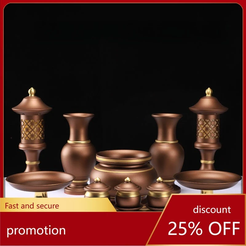 Cz pure copper buddhist utensils suit for supplies for home complete set  utensils suit for water supply cup lamp incense burner