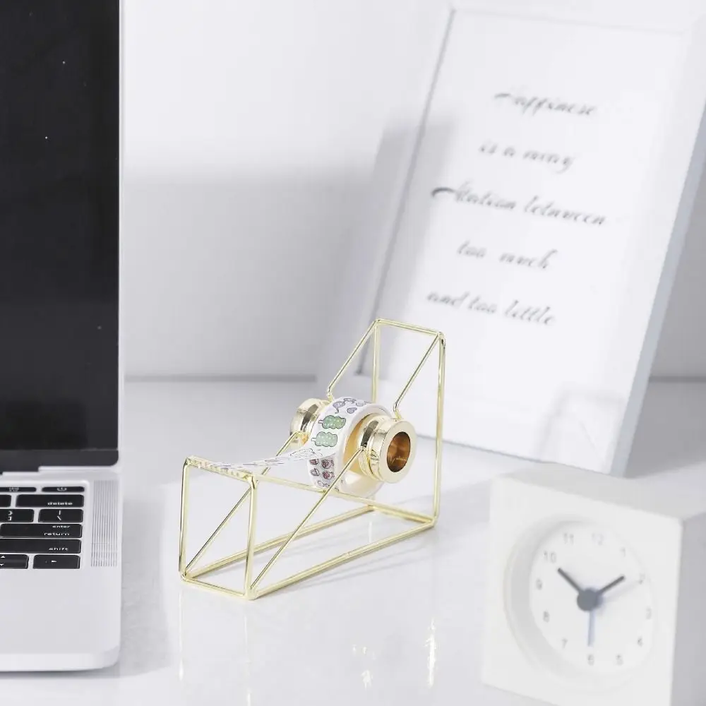 Non-slip Iron Art Tape Dispenser Rust-proof Smooth Cutting Manual Tape Cutter Transparent Wheel Sturdy Desktop Tape Holder