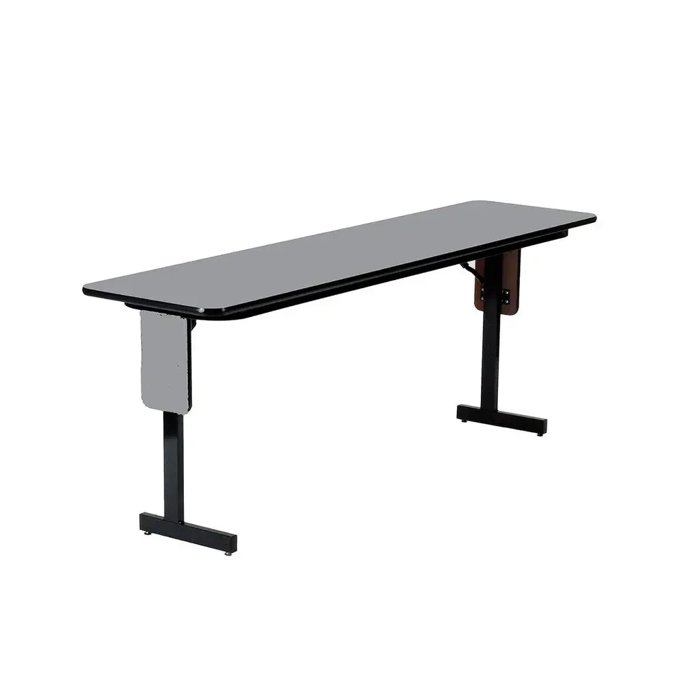 High-Pressure Laminate Seminar Table, 18x72, Seats 3, Gray Granite, with Panel Leg