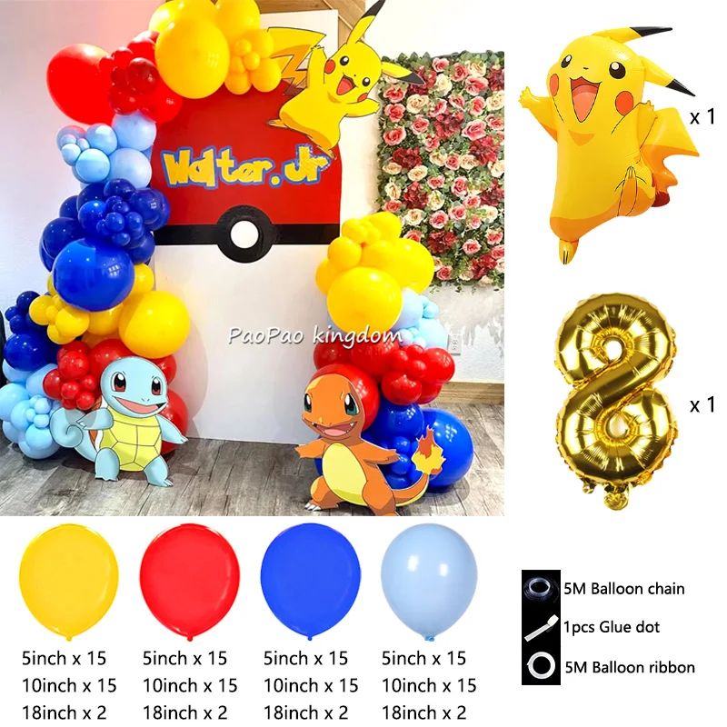 Liebliches Pikachu-Themen-Ballon-Dekorationsset Cartoon-Folienballons Blitzballon-Set Kindergeburtstags-Party-Deko-Zubehör – Detail 17