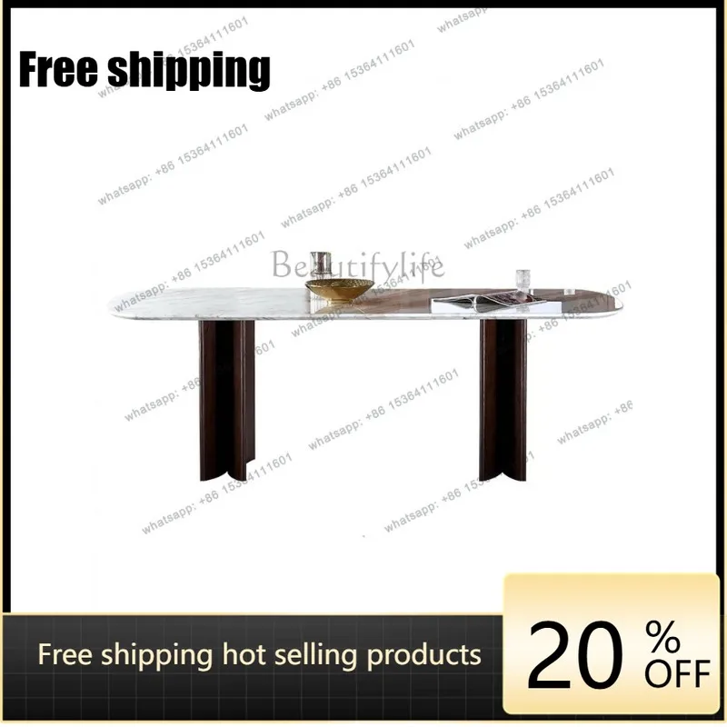 YJ jazz white marble luxury stone dining table Italian villa large apartment customized high-end