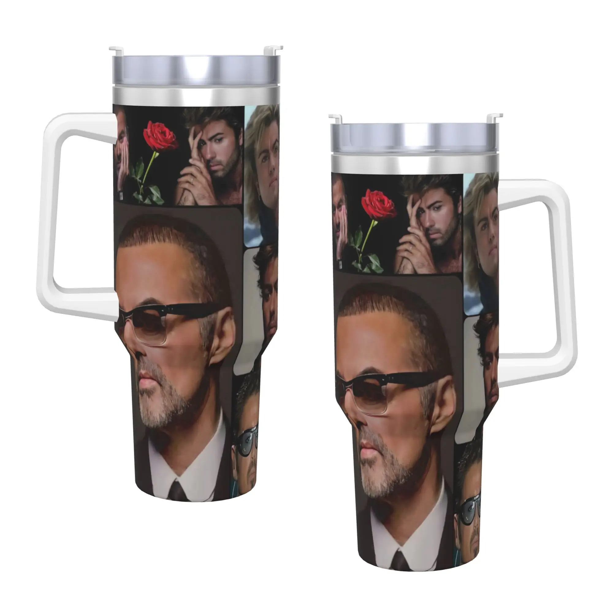 Stainless Steel Tumbler George Michael British Singer Mugs Cup With Straws  Travel Cold Drink Water Bottle Portable Thermal Mug