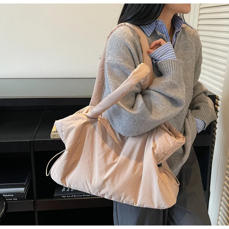 Herbst Winter Baumwolle Umhängetasche Frauen Stilvolle Tote Satchel Handtasche Geräumige Nylon Geldbörse für Arbeit Pendeln und Reisen – Detail 31