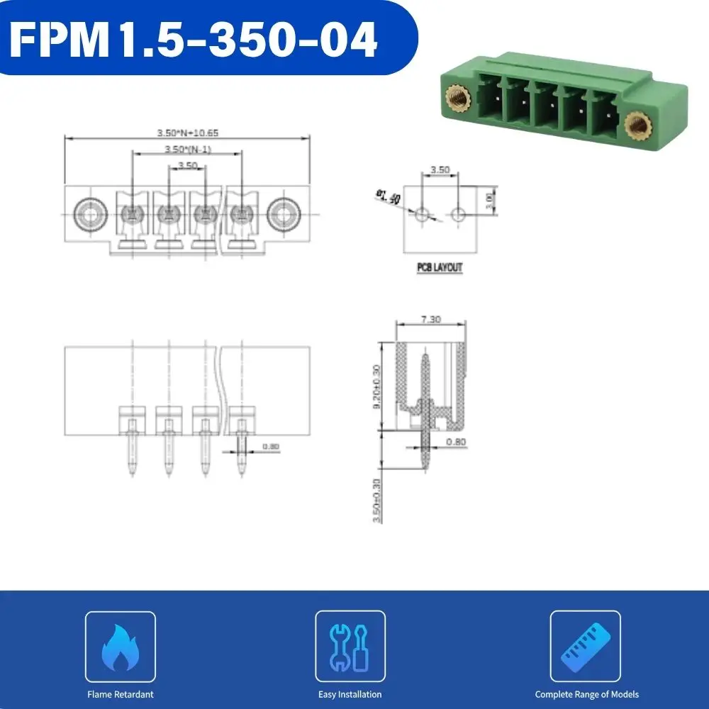 25PCS/50PCS Pluggable Terminal Block 15EDGRCM-3.5/3.81mm Pitch PCB Connector Green 2P To 12P