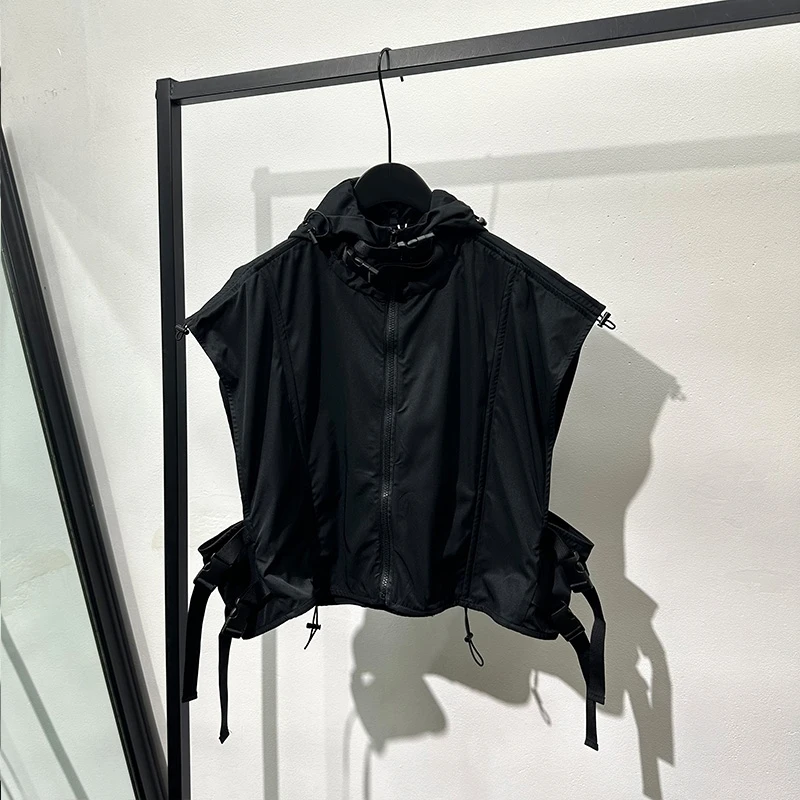 เสื้อกั๊ก TIFICY High Street รุ่นผู้ชาย สไตล์ดิฟเฟอร์เทนท์ สำหรับทำงานกลางแจ้ง ทรงสั้นหลวม มีฮู้ด เสื้อแจ็คเก็ตแขนกุดระดับไฮเอนด์ยอดนิยม