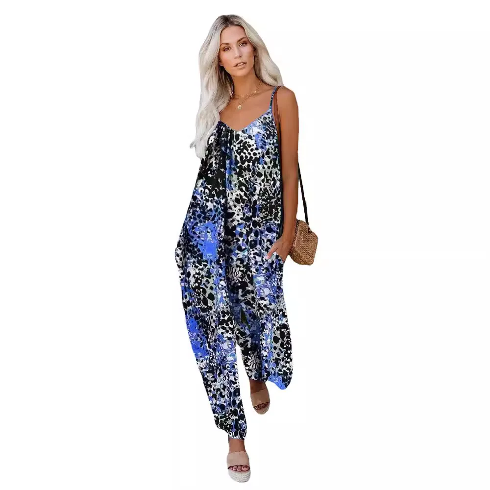 

2025 Summer New Casual Loose, European and American Cross-border Suspender Wide-leg Jumpsuit Cw42847