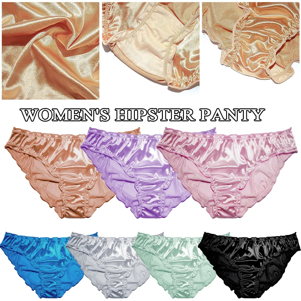 Women Elegant Ruffle Satin Panties Women Underwear Sex Low Waist Seamless Briefs Soft Silk Panties Light Breathable Lingerie New