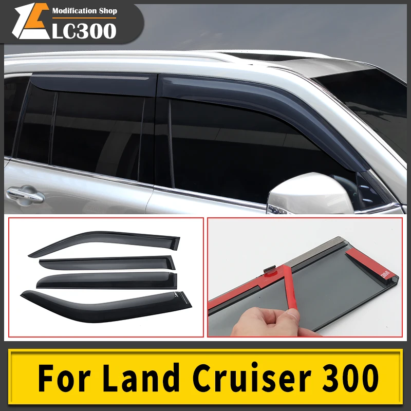 For Toyota Land Cruiser 300 LC200 2022 Car Window Visor Accessories Ventilation Breathable Blocking Rain Flow Deflector