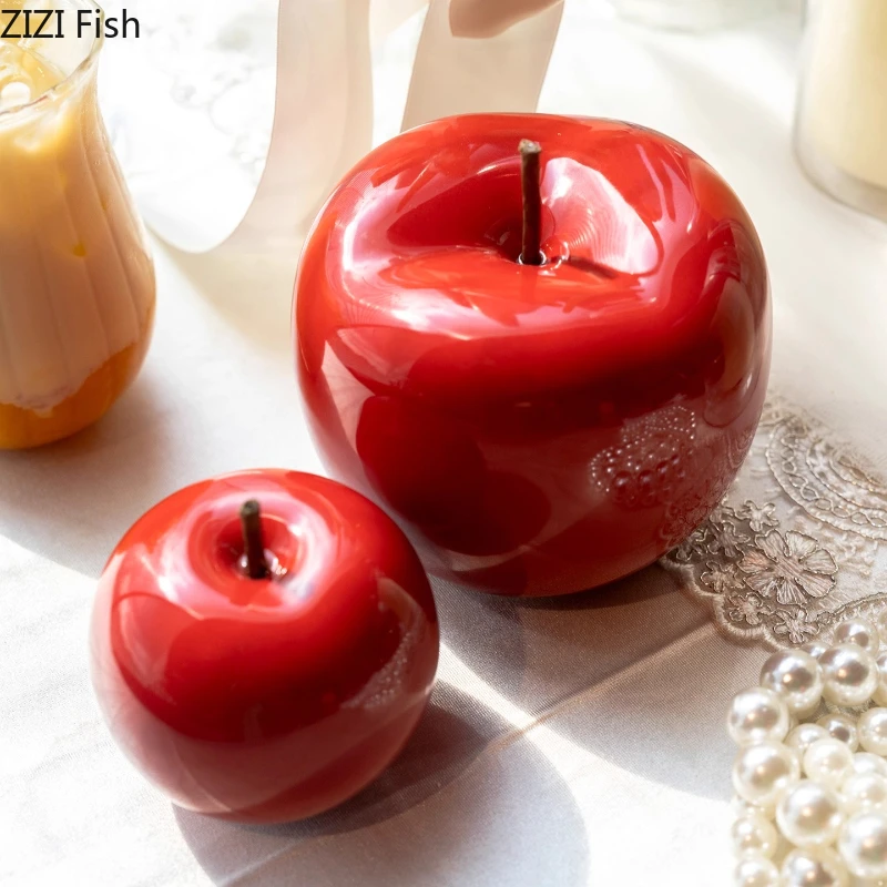 Christmas Peace Fruit Red Green Ceramic Fruit Ornament Apple Sculpture Simulated Fruit Statue Christmas Decorations Crafts Gifts