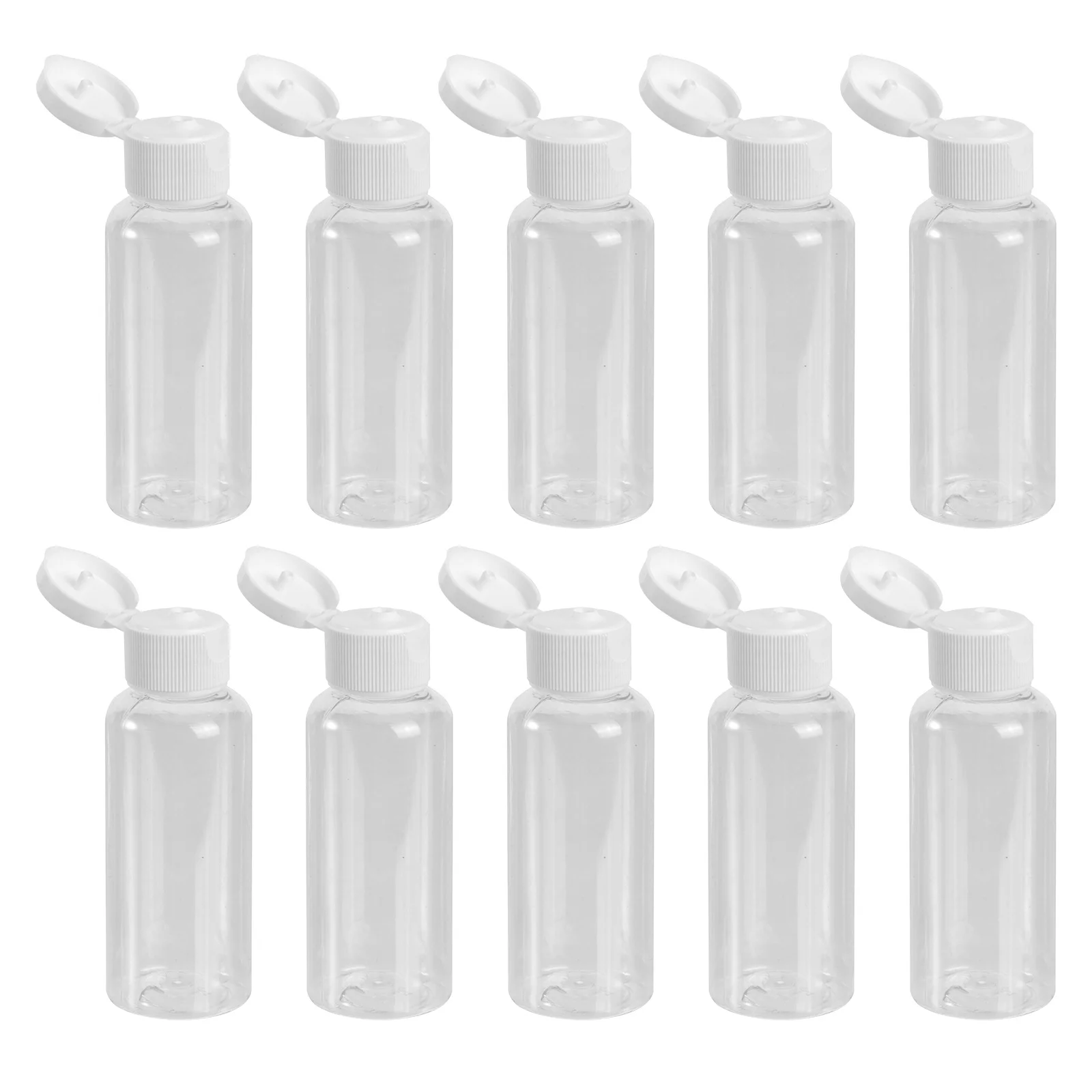 10 قطعة 50 مللي زجاجات بلاستيكية فارغة مع قبعات مثالية للسفر السوائل شامبو غسول مستحضرات التجميل 50 مللي زجاجة بلاستيكية زجاجات فارغة