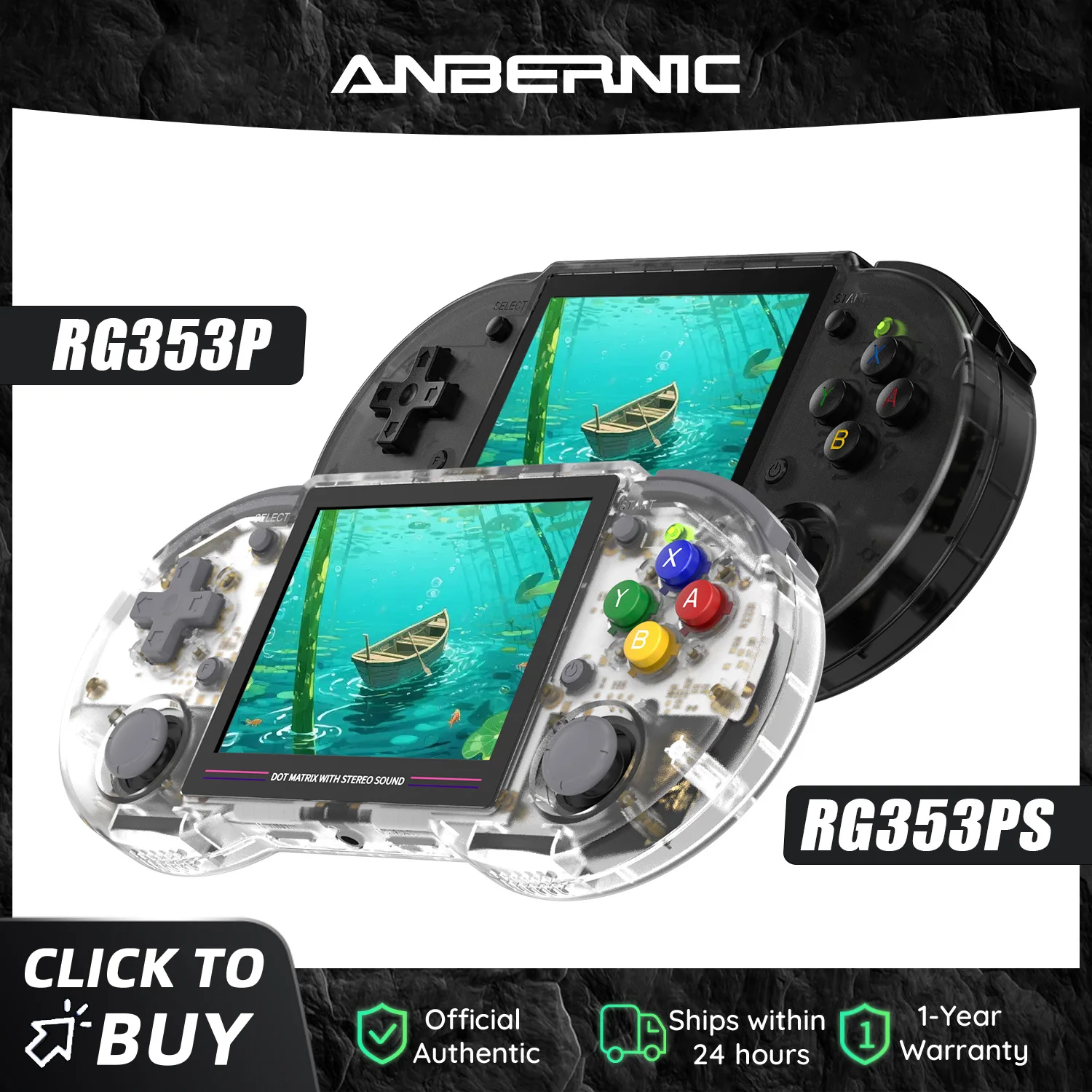 Anbernic  RG353P RG353PS 64 Bit Retro Handheld Game Console RK3566 3.5 Inch IPS Screen Support 5G WiFi 4.2 Bluetooth Plug&Play