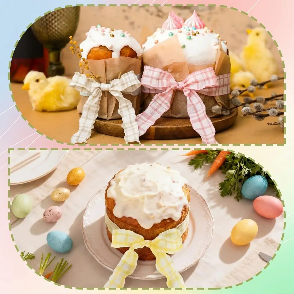 

10 Yard Plaid Ribbon Gift Wrapping Bouquets Reusable Korean Ribbons 4CM Width Easy Cut Roll of Satin Ribbon