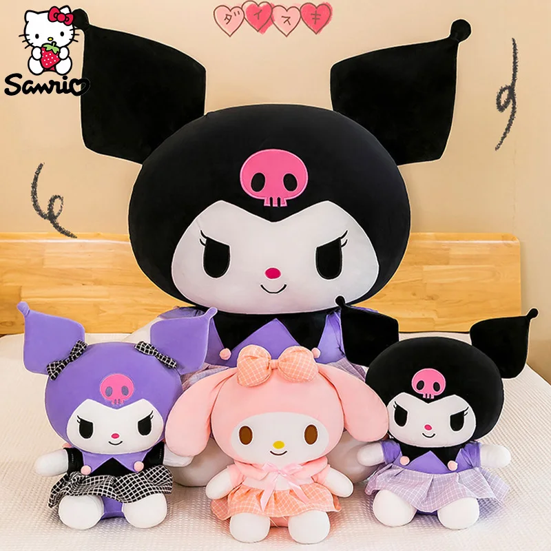 35Cm Sanrio Plushies Doll Kuromi Stuffed Plush Toy Hello Kitty Plush Pillow Kt My Melody Room Decoration Kid Birthday Gift Girl